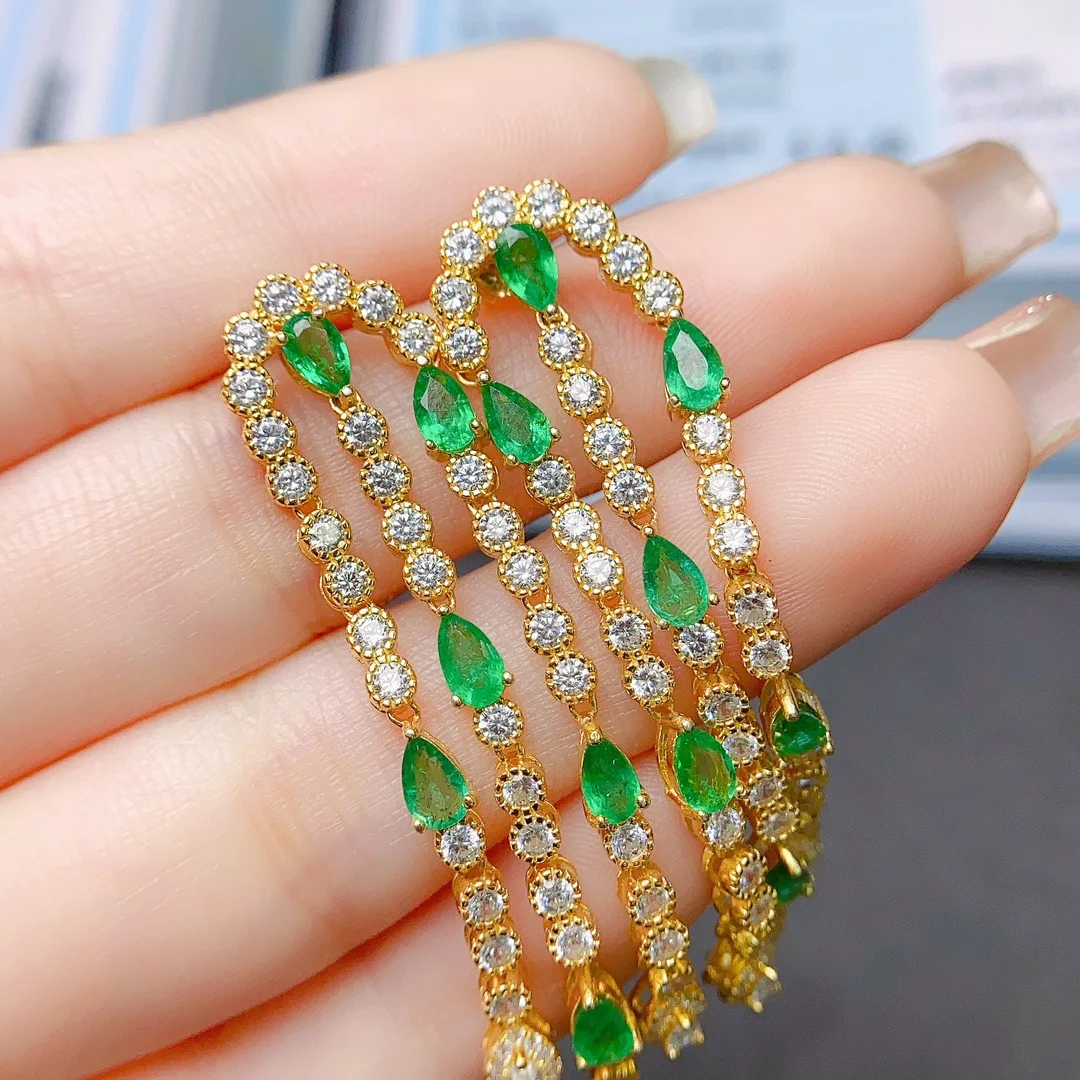 

Серьги-гвоздики с натуральным изумрудом, серебряная оправа S925, подвески-кисточки 3x5 мм, элегантное ювелирное украшение с драгоценными камнями, подарок для женщин