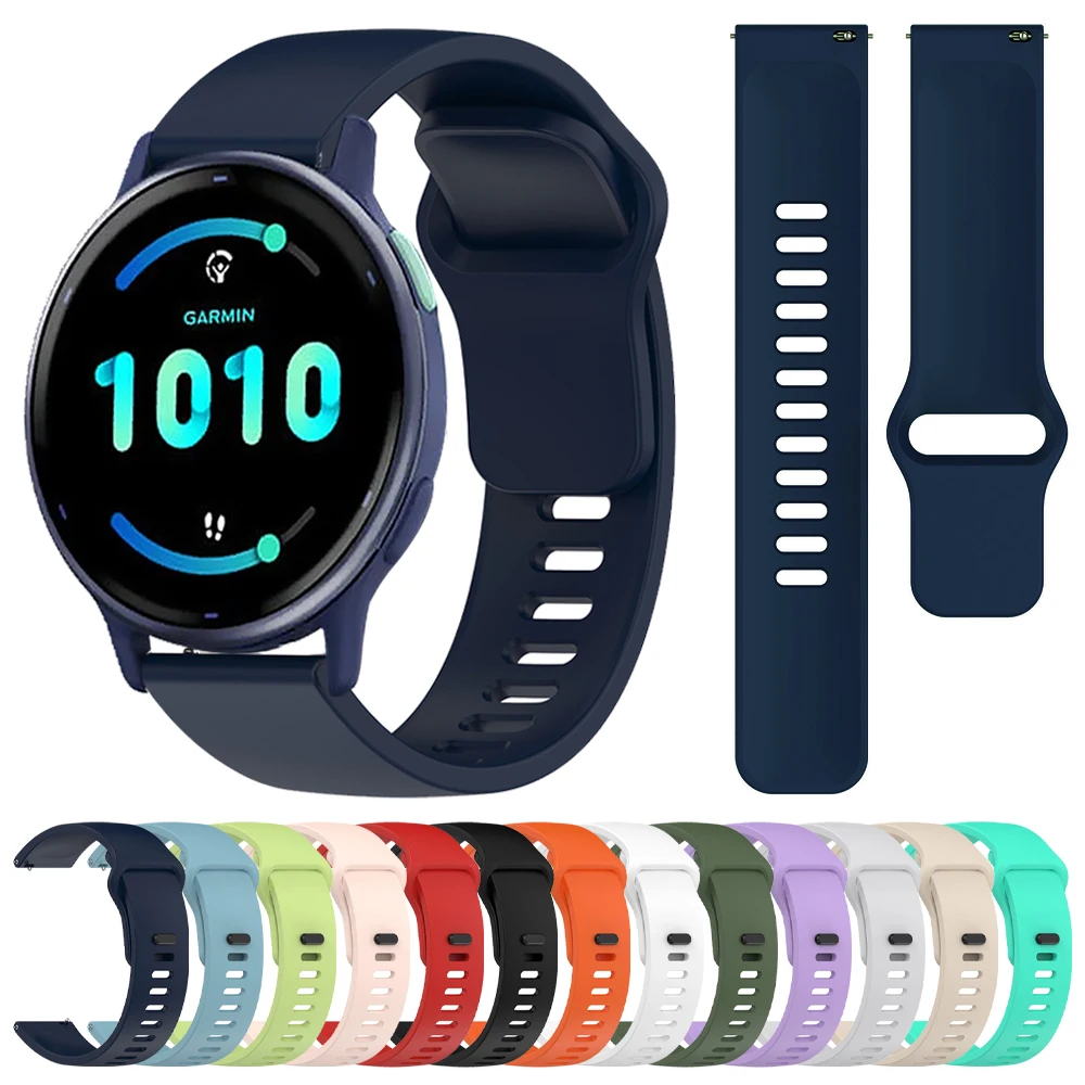 Силиконовый ремешок 1pecs 20 мм 22 мм для Garmin Forerunner 255 265 158 165 Band Venu 2/3/SQ/2 Plus, браслет Vivoactive 3 5 4