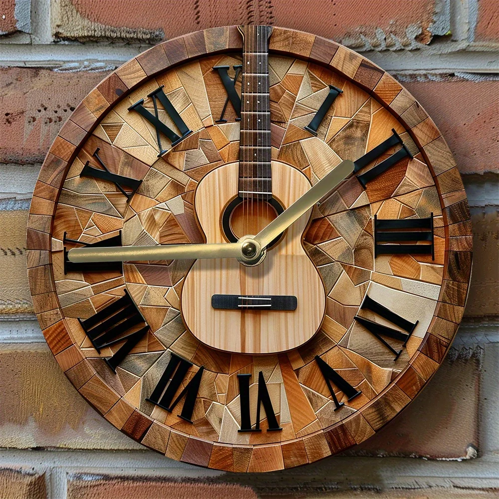 

Aluminum Silent Wall Clock with Guitar Design-Definition–Artistic Decor for Living Room,Unique Gift for Music Lovers