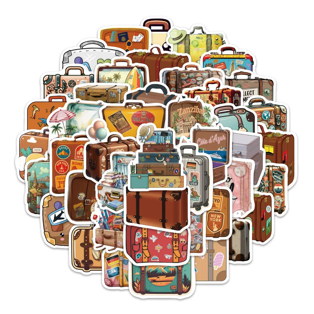 

54PCS Cartoon Retro Suitcase Graffiti Sticker Creative Decoration Mobile Phone Case Notebook Water Cup Waterproof Toy Gift