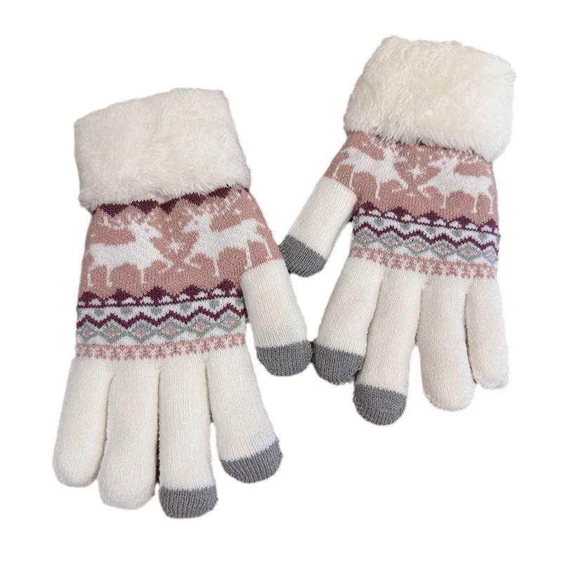 1 par de guantes para mujer, bonitos guantes Kawaii de ciervo japonés, guantes gruesos de felpa cálidos y cómodos de alta calidad para niña