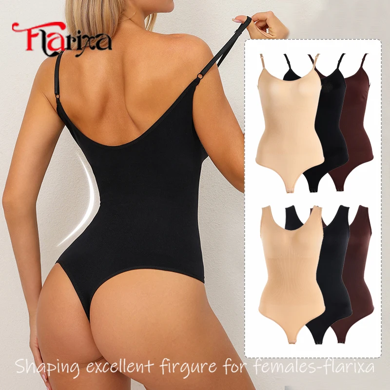 Flarixa Shapewear-Body, Tanga-Shaper für Damen, Bauchkontrolle, körperformende Unterwäsche, schlankmachend, Ganzkörper-Faja, atmungsaktiv