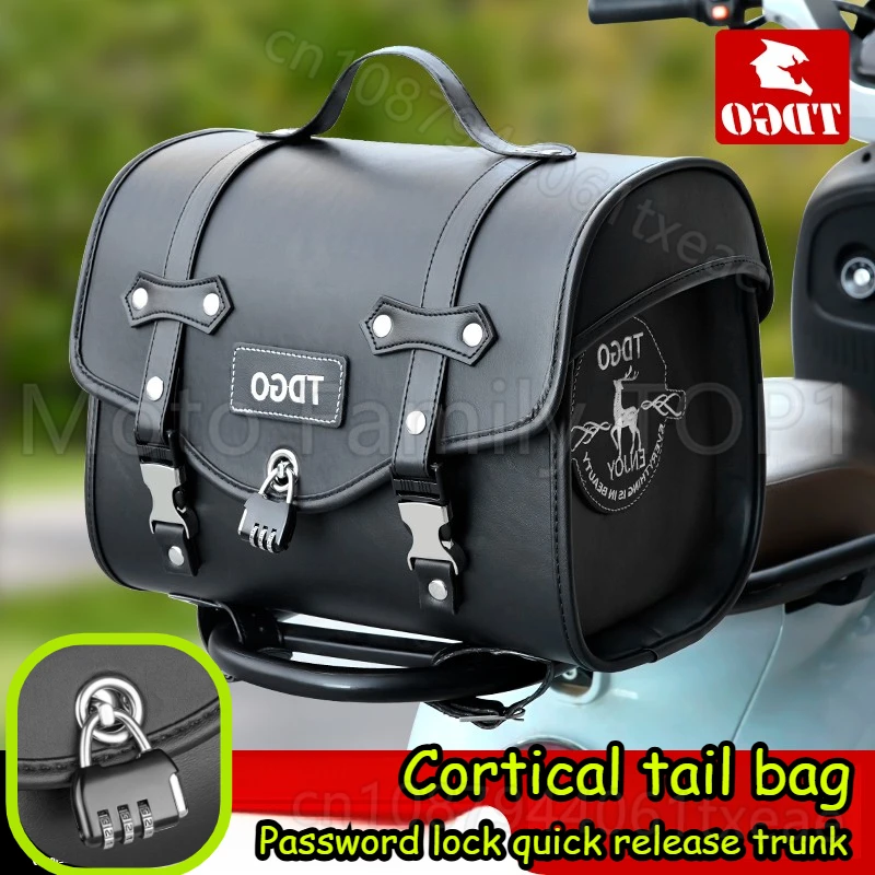 Motorcycle riding tail box bag retro rear seat bag knight locomotive pedal rear tail bag battery bike leather tail box