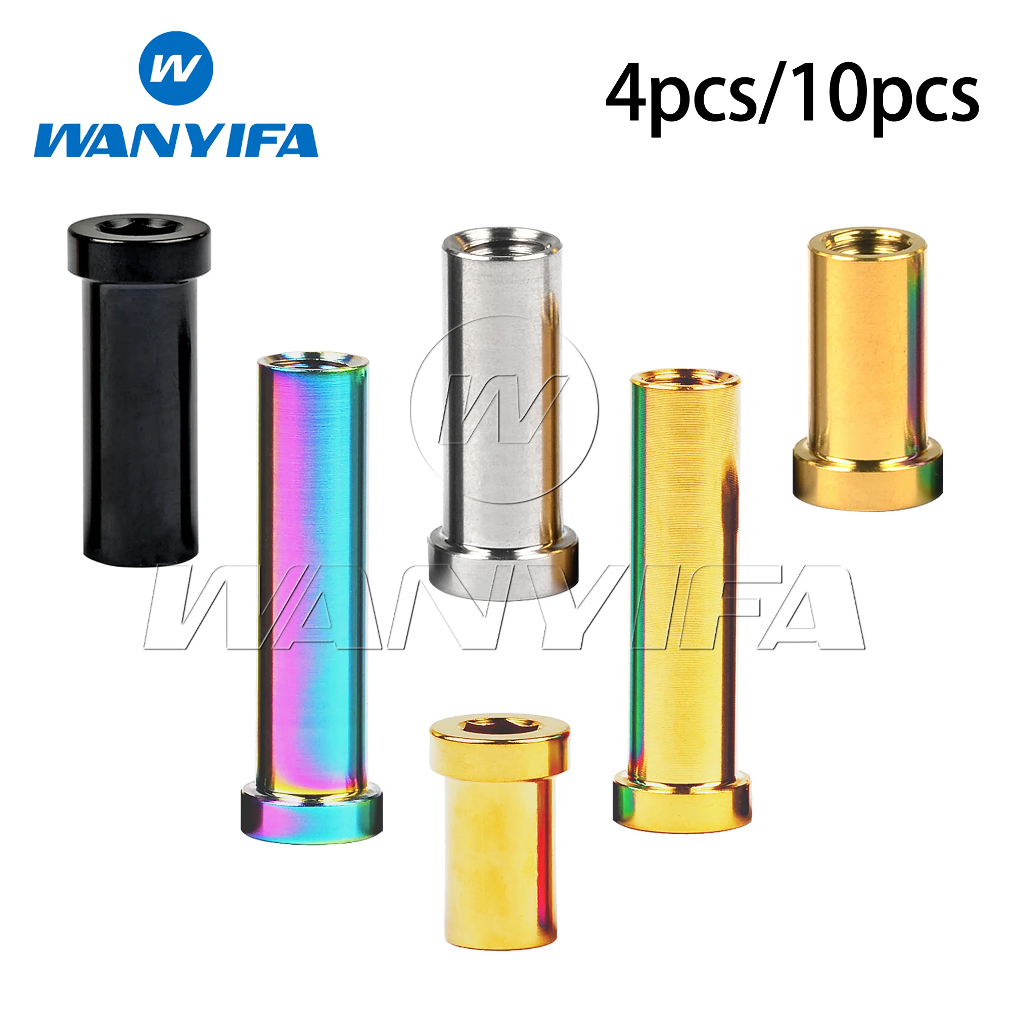 Wanyifa 4/10pcs M6 Titanium Nut Full Length 13 15 17 23 25 31.5 33 35mm for Road Bicycle Brake Caliper C Clamp Fix Ti Parts