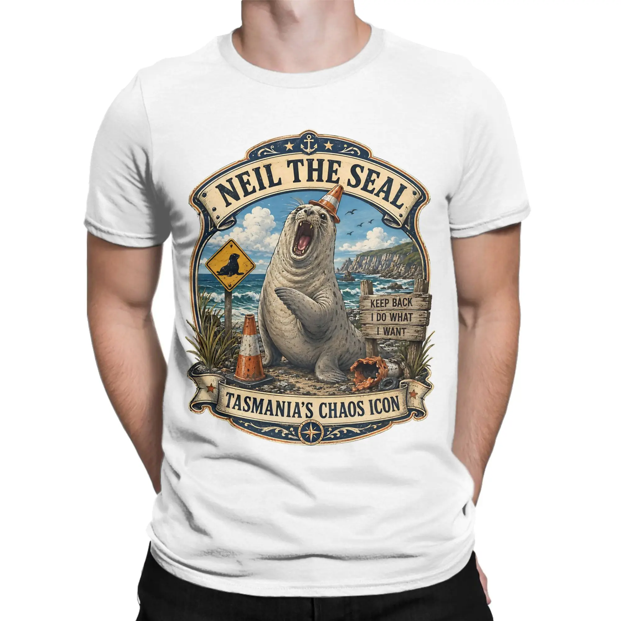 Neil the Seal Animal T Shirt Men Women Pure Cotton Awesome T-Shirt Round Collar  Tee Shirt Short Sleeve Tops 4XL 5XL 6XL