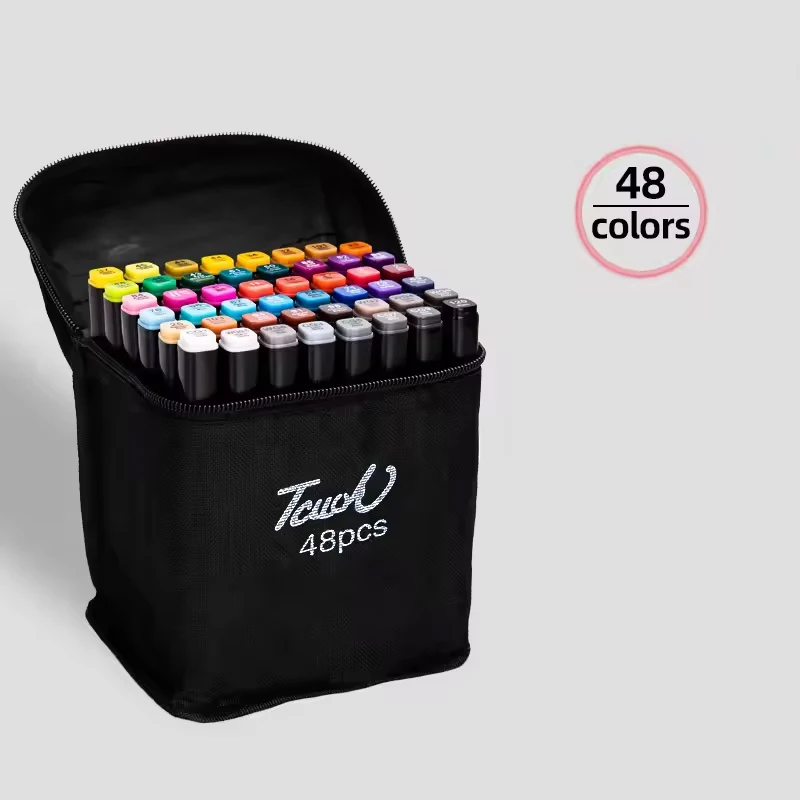 

Набор масляных маркеров для рисования, 48 цветов, двусторонние, с масляными наконечниками, для скетчинга, граффити, манги, школьных и художественных работ