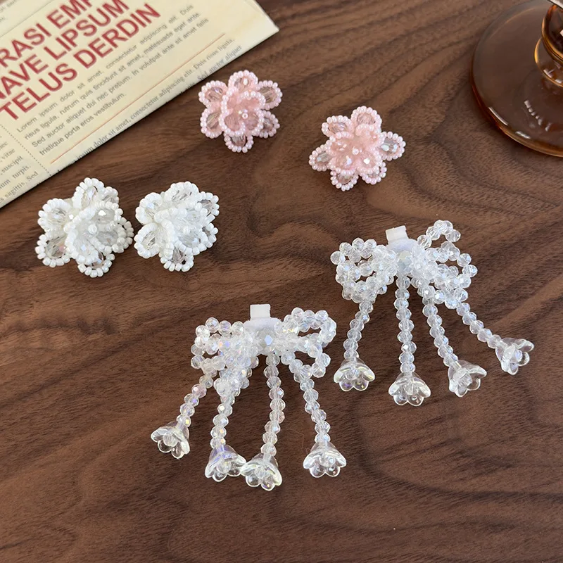 Shoe Clips Pink Ribbon Crystal Beads Removable Bow Decor for Sneakers Outdoor Chic Sturdy Lightweight Comfortable