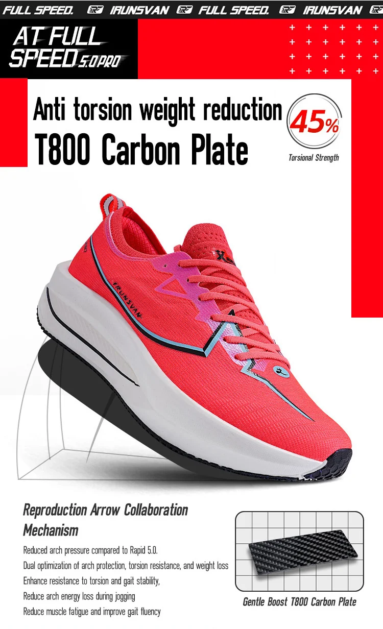 IRUNSVAN Rapid 5.0 Prro Marathon Running Shoes Carbon Plate Breathable Shock Absorbent Outdoor Sports Shoes Men's Shoes