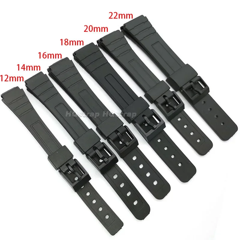 Силиконовый ремешок для часов Casio 12 мм 14 мм 16 мм 18 мм 20 мм 22 мм для спортивного браслета SGW400 F91W F84 F105/108/A158/168 AE1200/1300