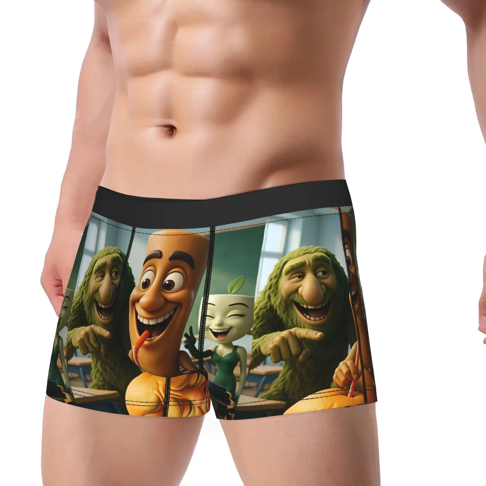 Tung Tung Sahur School Classroom Funny Meme Underwear  Men Shorts Briefs Classic Trunk Trenky Printed Plus Size Underpants