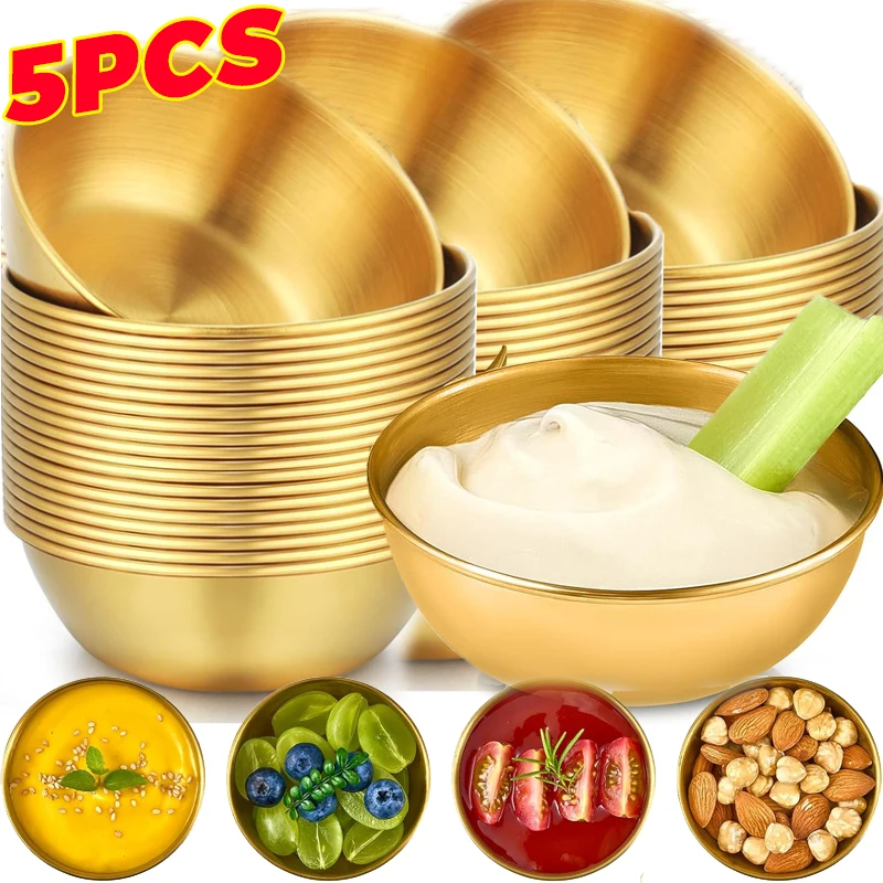 

1/5pcs Stainless Steel Fruit Salad Bowls Soup Rice Bowl Home Kitchen Tableware Utensils Food Container Multipurpose Mixing Bowls