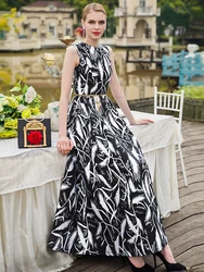 DEVCHATA Quality Elegant Women Long Maxi Summer Sleeveless Dress Print Black Fashion Boho Floral Vintage Ladies Party