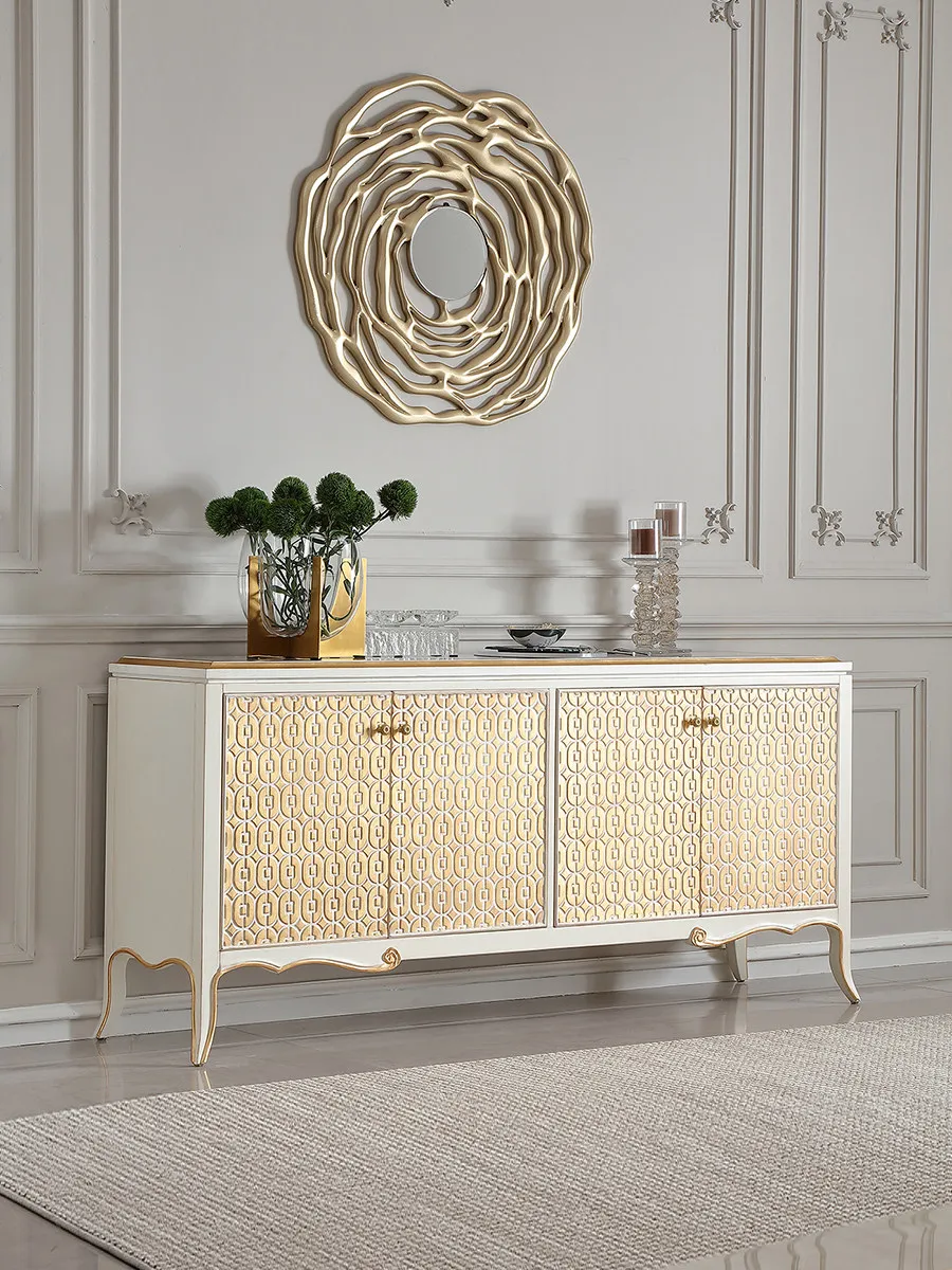 CX light luxury solid wood storage, dining side cabinet European-style villa hall art cabinet