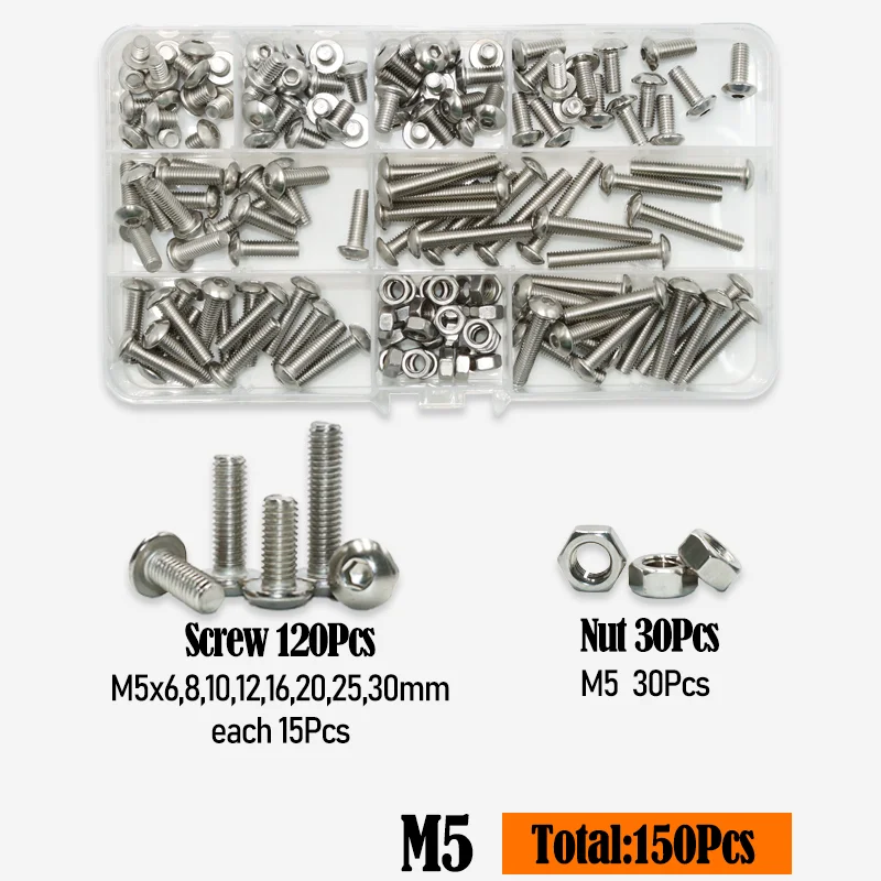 Runde Flachkopf-Innensechskantschraube M2 M3 M4 M5 M6 A2 304 Edelstahl Sechskant-Pilzknopfkopf-Inbusschraube Mutter für Motorräder – Detail 5