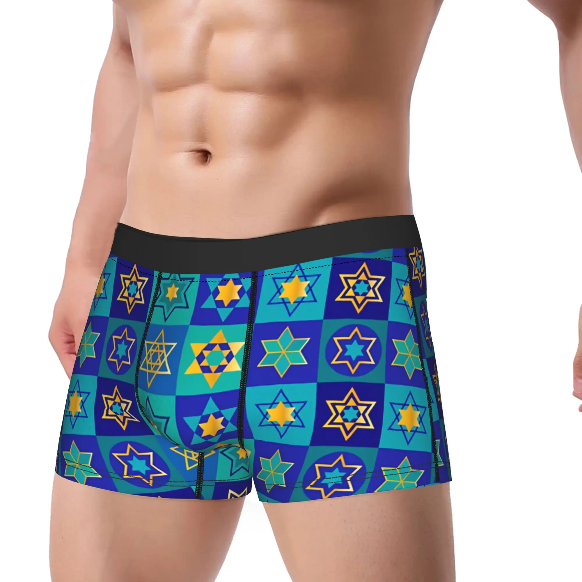 Man Hanukkah Chanukah Underwear Star of David Funny Boxer Briefs Shorts Panties Homme Soft Underpants S-XXL