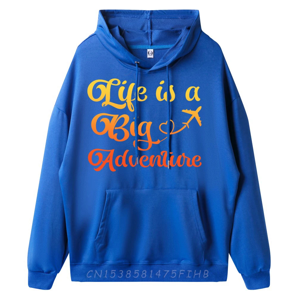 Life Is Big Adventure Airplane Travel Wanderlust Mens Graphic Hoodies Vintage Pullover Hoodies