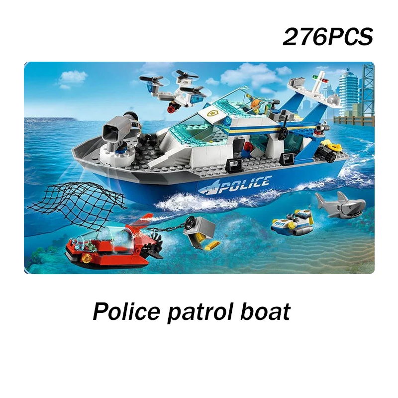 MOC City Deep Sea Exploration Parowiec Boat Building Blocks 60368 60266 Urban Ocean Ship Mini Model Klocki dla dzieci Prezenty urodzinowe