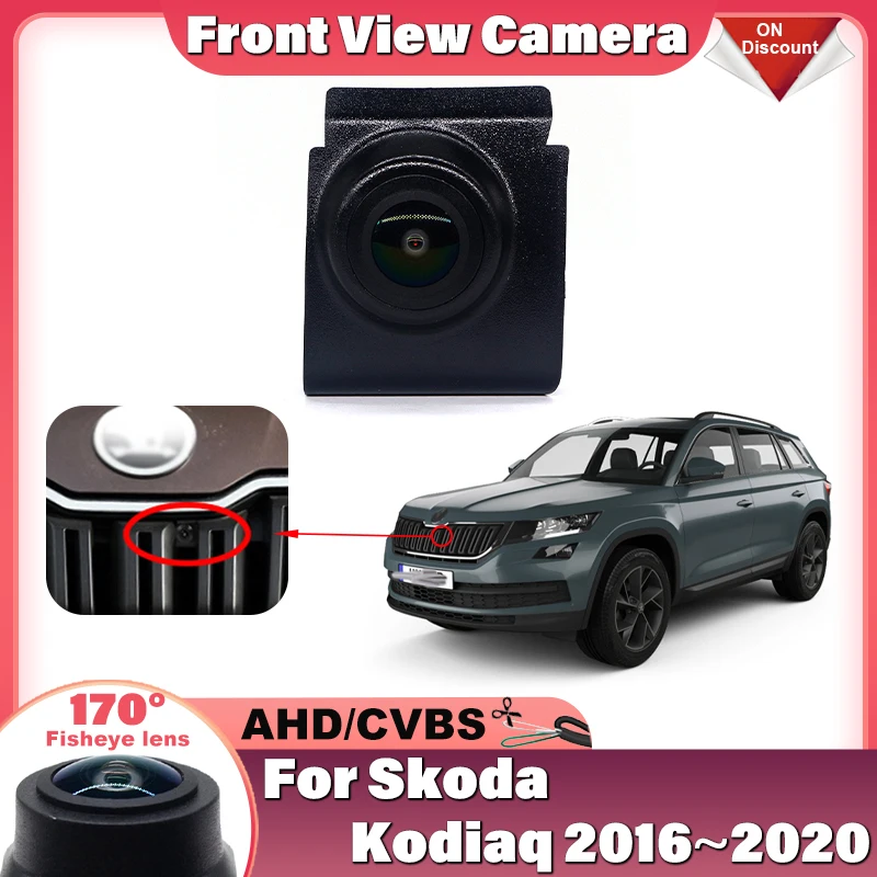 

Full HD CCD Автомобильная камера с передним видом, парковочная камера ночного видения, положительная водонепроницаемая камера с логотипом для Skoda Kodiaq 2016 2017 2018 2019 2020