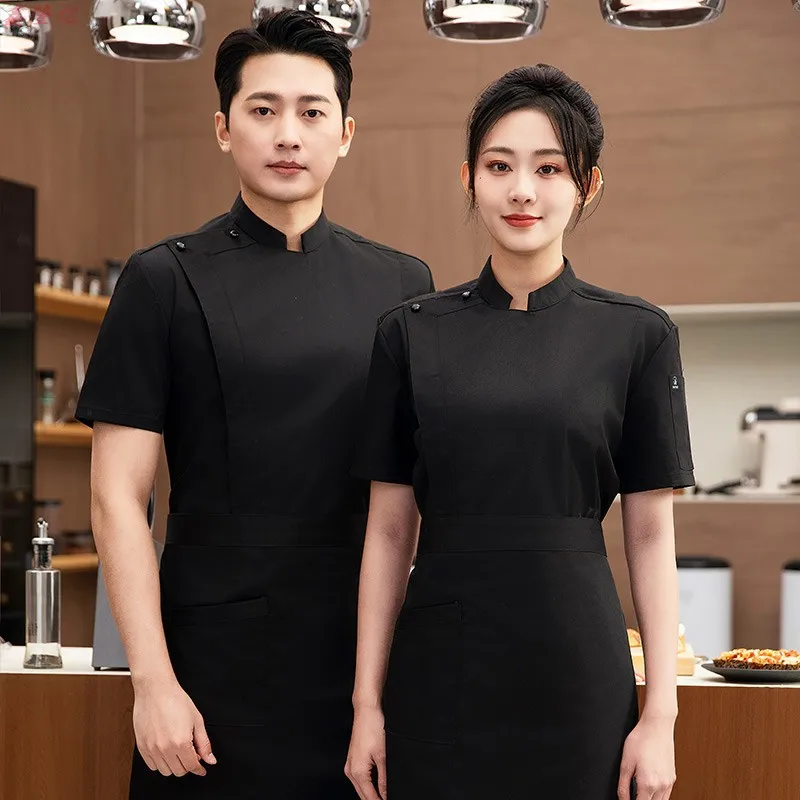 Giacca da cuoco estiva a maniche corte in rete sottile e traspirante per catering, ristorante, mensa, pasticceria, panettiere, abbigliamento da lavoro, abbigliamento da cucina