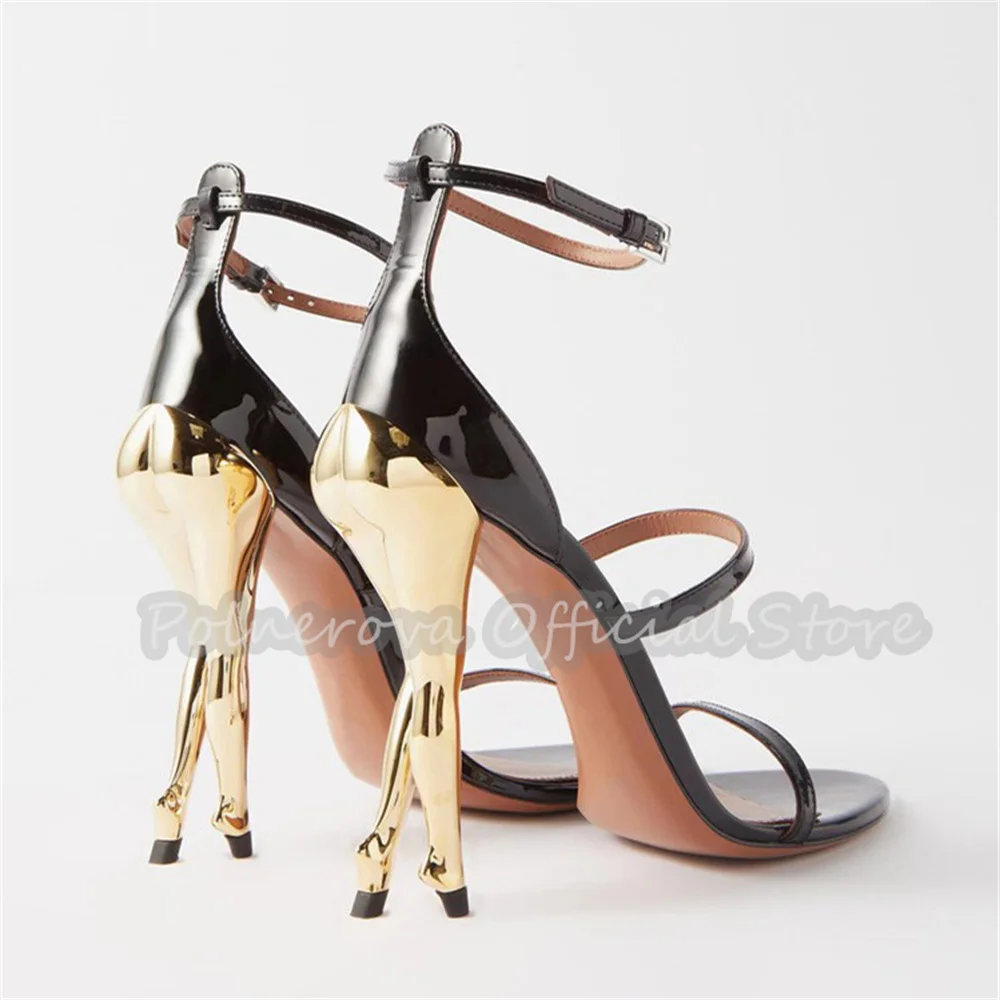 Sexy Hip Design Women Narrow Band Ankle Strap Sandals Open Toe High Heel Nightclub Party Wedding Dress Shoes Plus Size 34-43