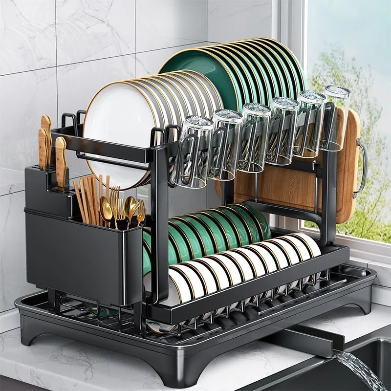 2-tier-kitchen-dish-drying-rack-multifunctional-counter-storage-organizer-with-utensil-cup-cutting-board-holders-for-home