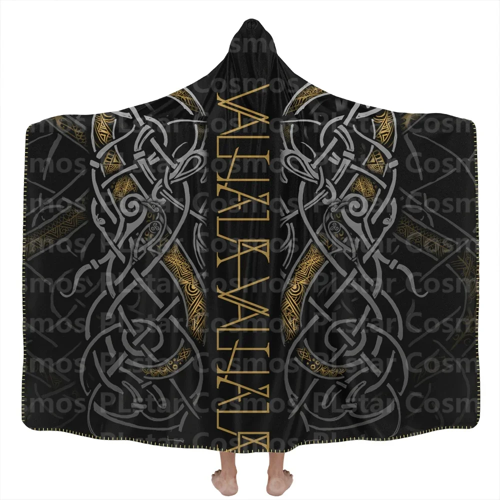 

Walhalla Calls Hooded Blanket 3D All Over Printed Wearable Blanket for Men and Women Adults Kids Fleece Blanket