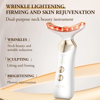 Dual Polar Neck Beauty Device Anti-aging Remove Double Chin EMS Facia Lifting 5-color Photon Warm Facial Massager 24K Gold 6