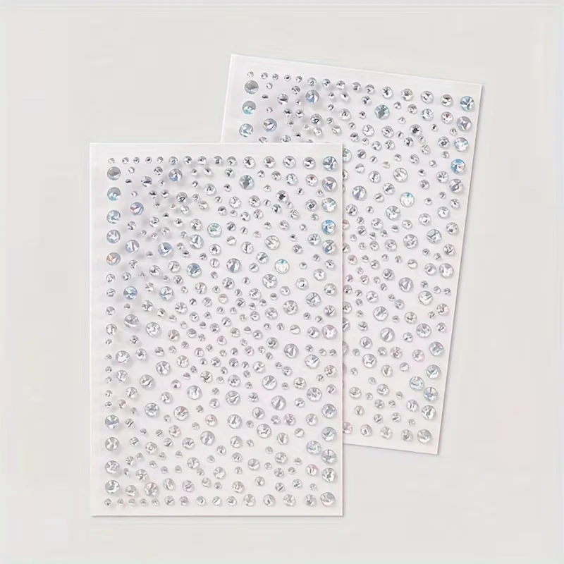 1/2 Packs Round Rhinestone Face Jewels Stickers 3D Multicolor Self-Adhesive Gems for DIY Festival Party Eye & Face Makeup Decor