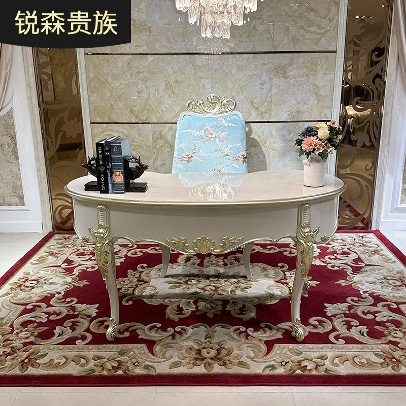 

Комбинация французского стола и стула из цельного дерева, компьютерный стол для небольшой квартиры в европейском стиле, стол для спальни