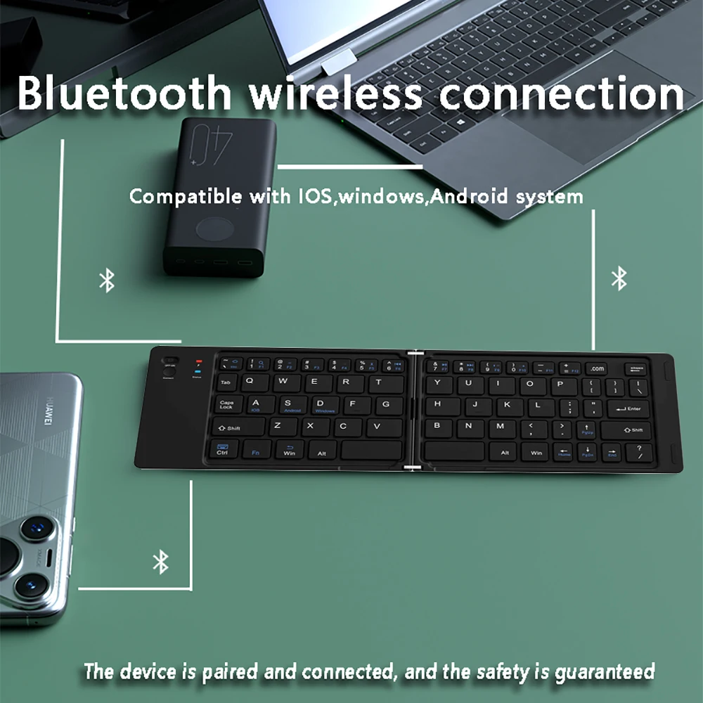 Keyboard Lipat Mini Keyboard Bluetooth Keyboard Isi Ulang Keyboard Nirkabel Bisu Keyboard Portabel untuk Windows Android IOS