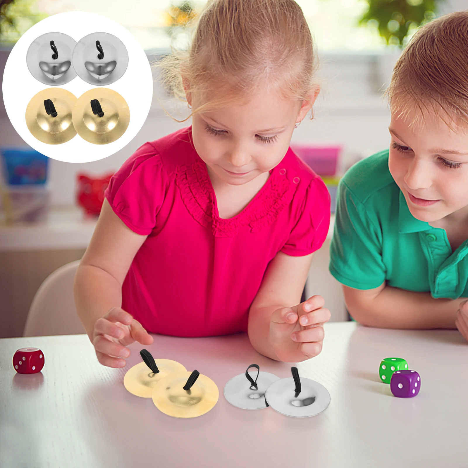 

2 Pairs Music Finger Cymbals Child for Adults Nylon Dancing Props Small Instruments