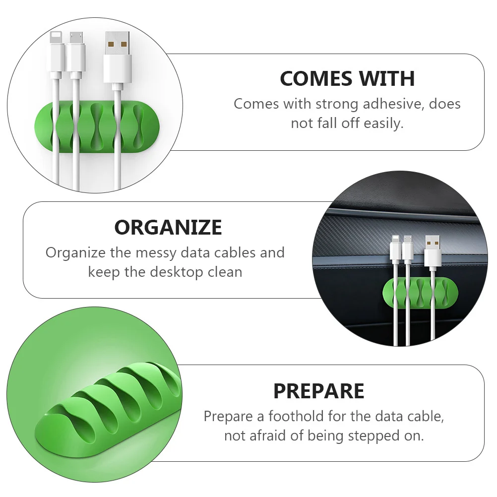 

4pcs Silicone Cable Management Organizer 5 Slots Desktop Cord Holder Clip For Wire Cable Organizer Strain Relief Tidy Cables