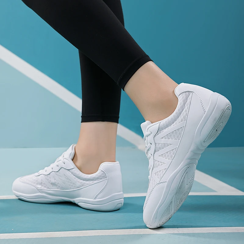 Baskets de danse blanches pour filles, chaussures de sport légères pour enfants, entraînement de pom-pom girl, marche et tennis, mode femme, 2105