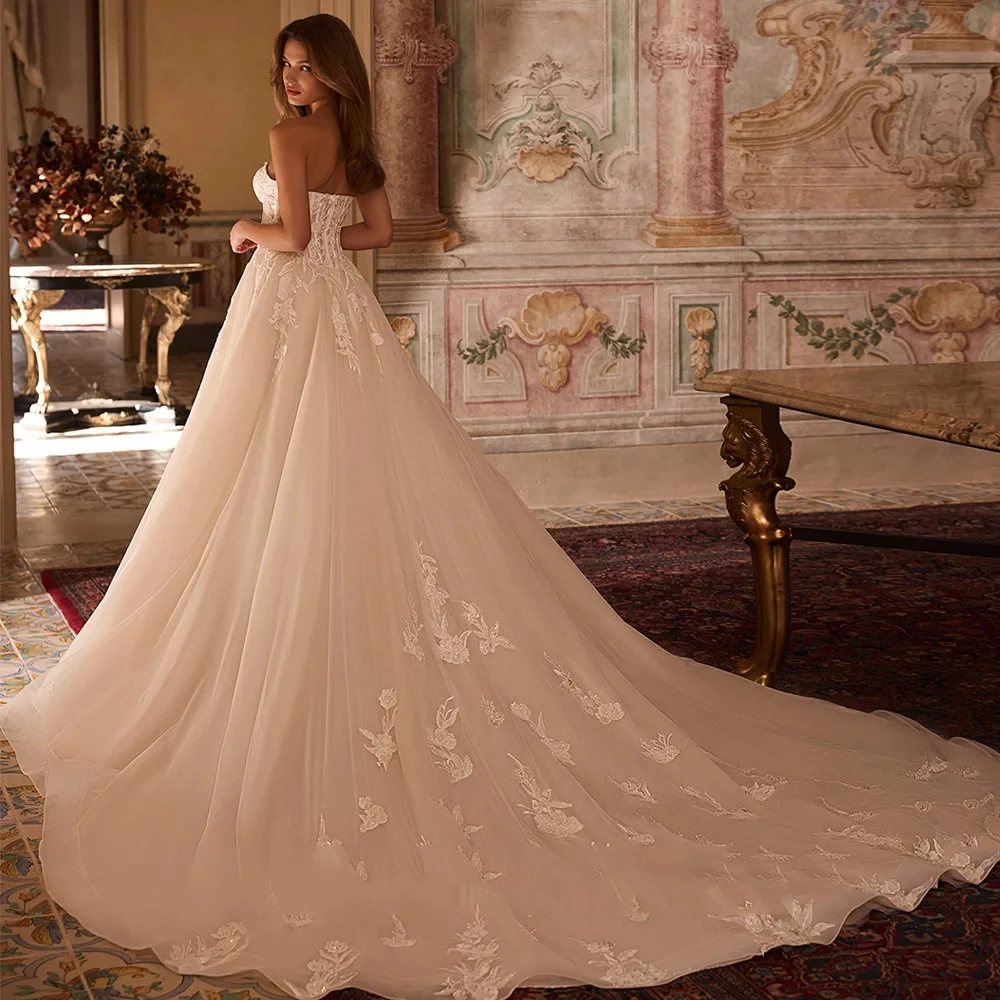 Charming Champagne Wedding Dresses for Ladies Elegant A Line Bridal Gowns Exquisite Sleeveless Vestidos De Novia 2025 New Summer