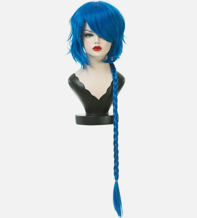 Arcane Jinx Blue Braid Wig Short Cosplay Costume Wig