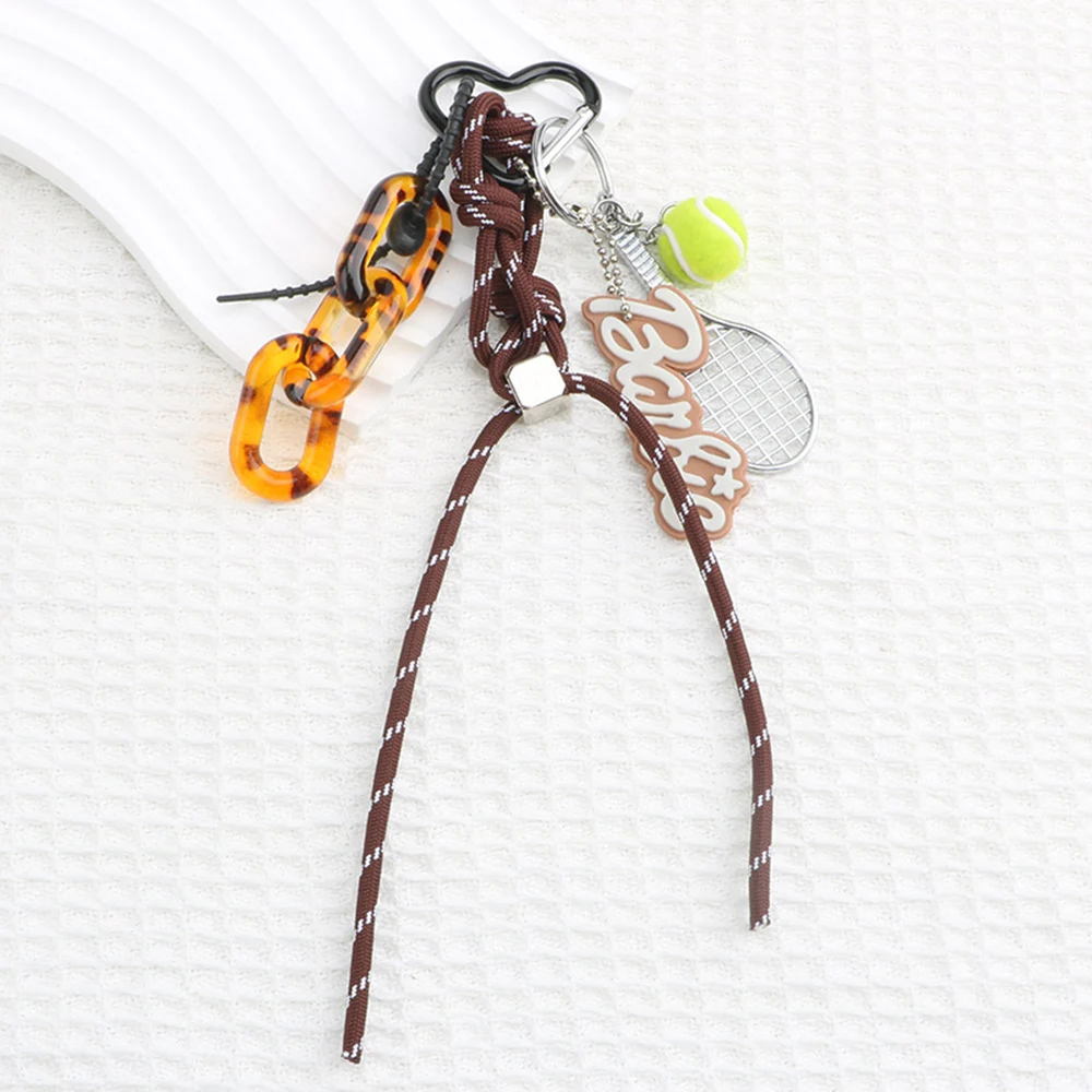 Cool Sporty Style Keychain With Badminton Decor Bag Pendant Hand Woven Ropes Bag Hanging Decoration Cute Tassel Phone Ornament