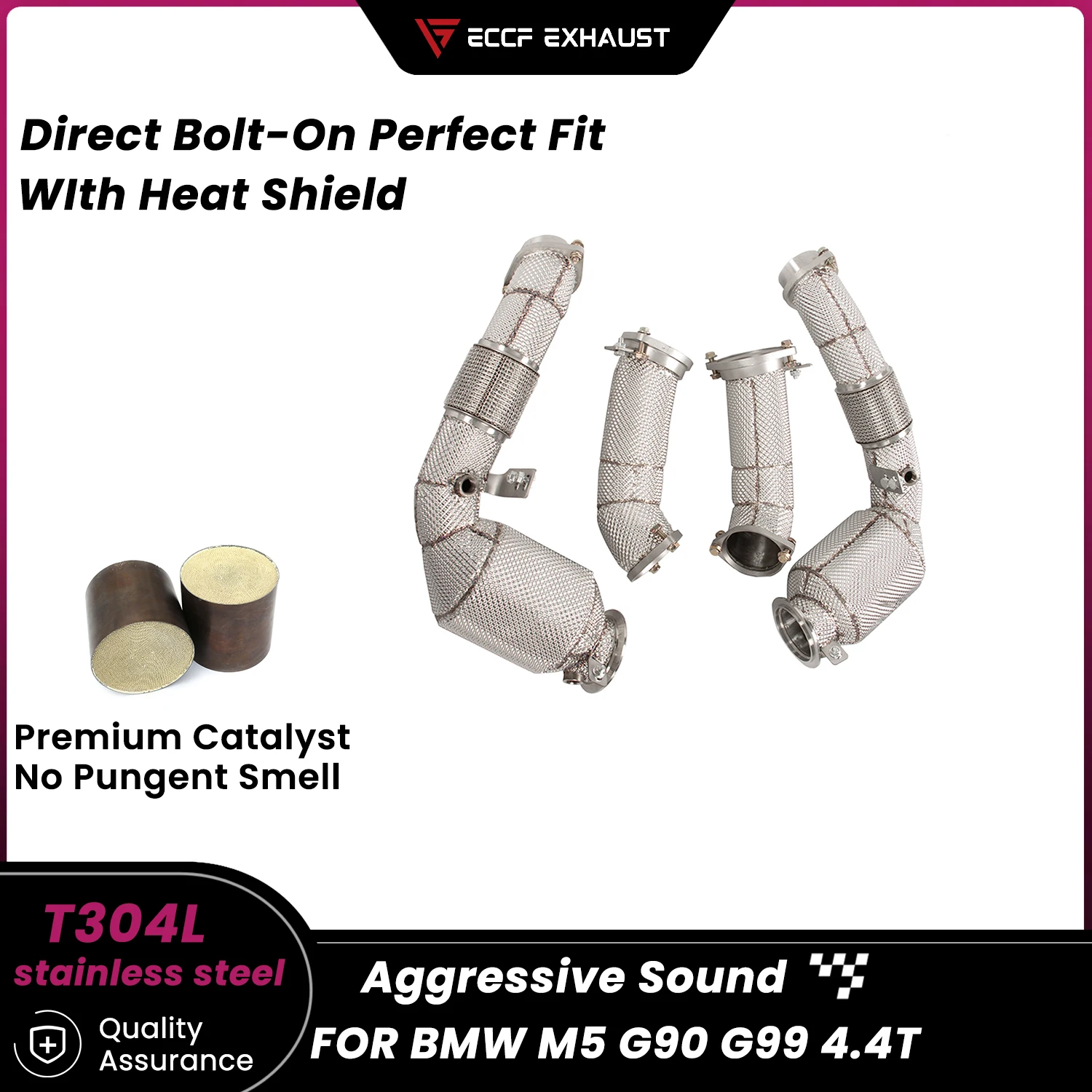 

Спортивный даунпайп с теплозащитным экраном для BMW M5 G90 G99 4.4T: улучшенный звук выхлопа, высокая производительность, простая установка
