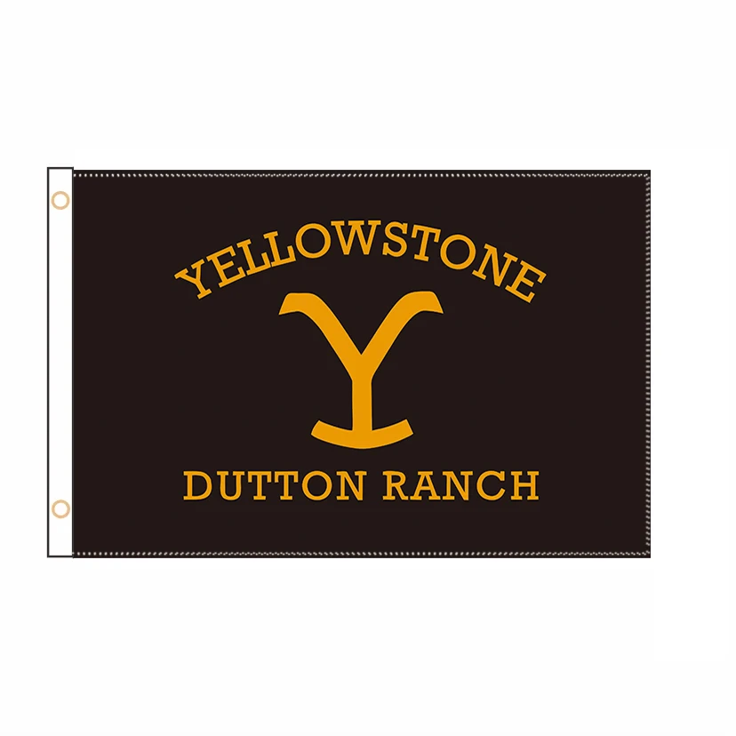 Free Design Yellowstone Large Gold Dutton Ranch Logo Flag Outdoor Banner Polyester Decoration 2ft*3ft 3ft*5ft QZ-303