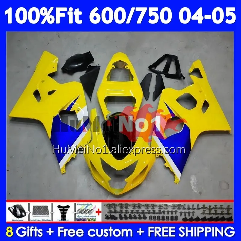 OEM Body For SUZUKI GSXR 750 600 CC K4 GSX-R600 103No.14 GSXR-750 GSXR600 GSXR750 04 05 2004 2005 Injection Light yellow Fairing