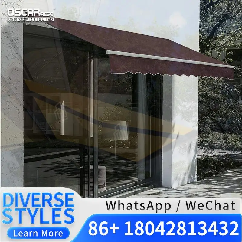 Hot Sale Manual Retractable Rainproof Aluminum Alloy Outdoor Sun Canopy for Patio Balcony Garden Outdoor Use Retractable Awning