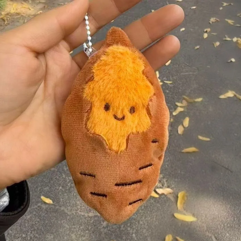 Lindo y Creativo Llavero de Peluche de Camote Asado, Muñeco de Peluche de Comida Simulada de Dibujos Animados, Colgante Decorativo, Accesorios, Regalos