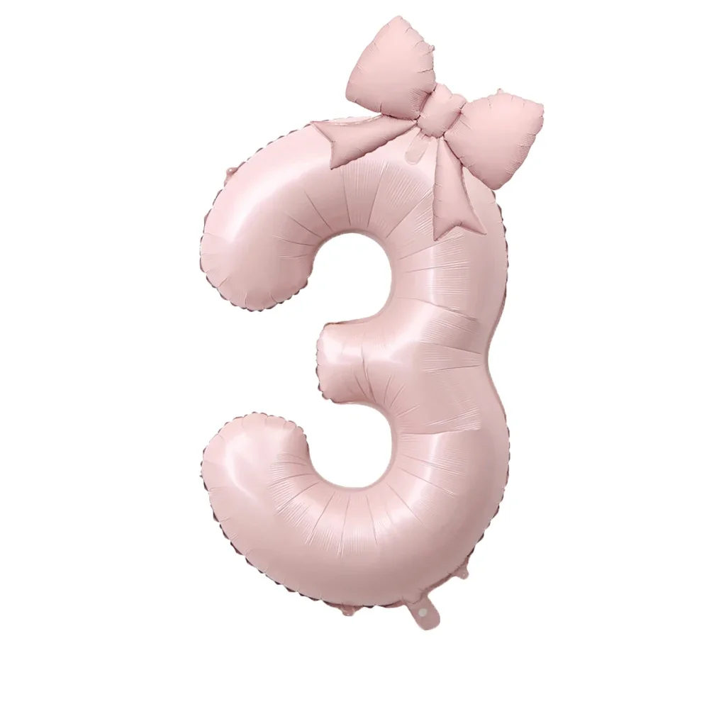 2 قطعة 40 بوصة عيد ميلاد عدد 0-9 بالونات الفتيات الأميرة عيد ميلاد الوردي Bowknot بالونات حفل زفاف بالونات جامبو عدد بالون #4