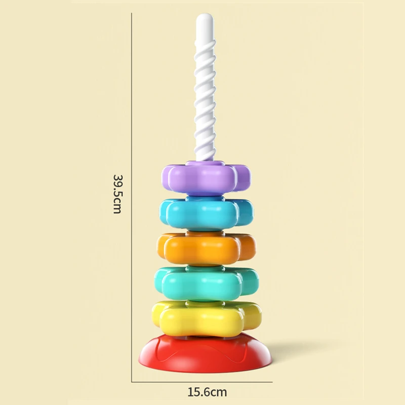 Brinquedo de empilhamento de aninhamento de arco-íris – Anéis de torre musicais para bebês de 1 a 3 anos, quebra-cabeça de aprendizagem precoce montessori e brinquedo infantil sensorial