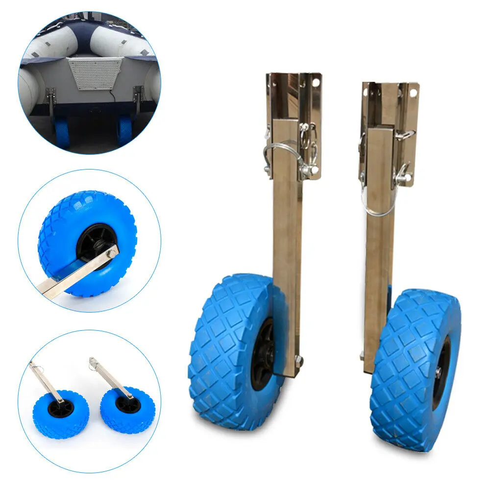 2PCS Inflatable Boat Transom Launching Wheels Dolly Boat Trailers Launching Wheels for Inflatable Boat Dinghy Yacht Tender Raft