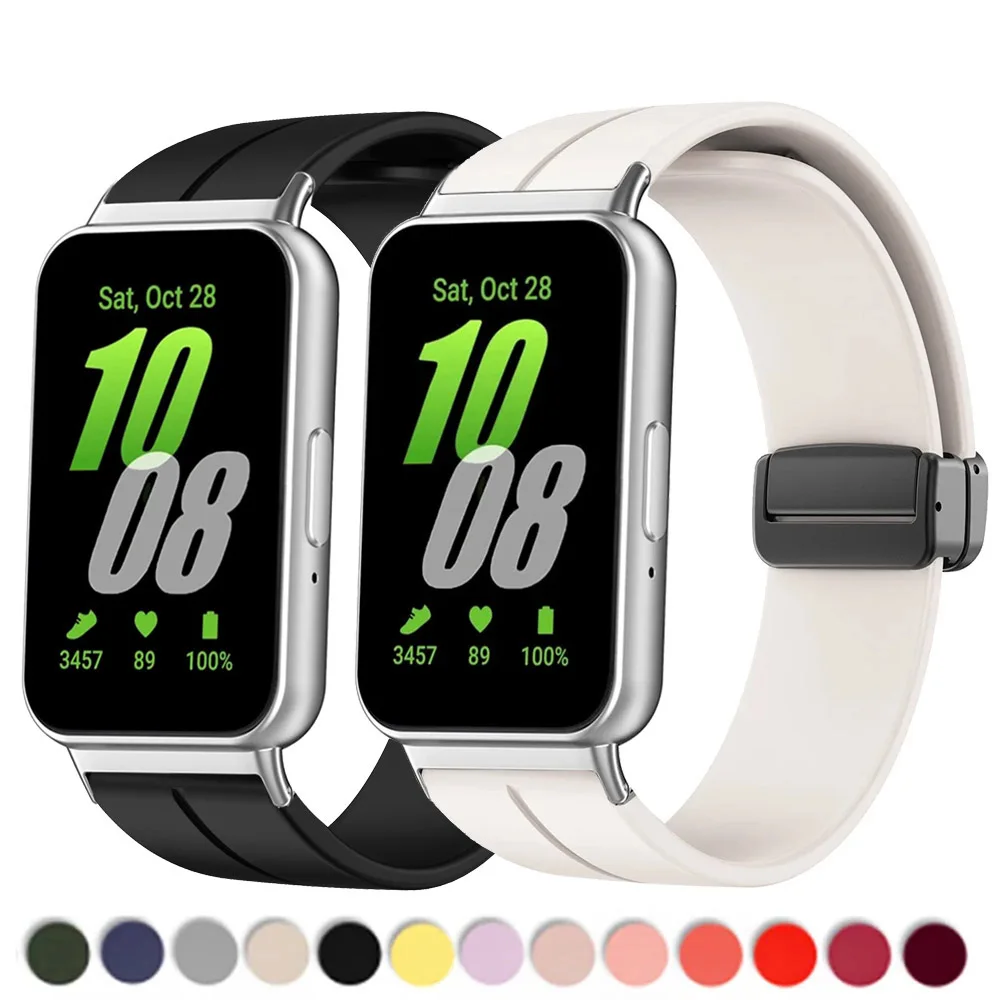 

Magnetic Strap for Samsung Galaxy Fit 3 Band Metal connector Smartwatch Bracelet Correa Galaxy Fit3 Silicone Strap Accessories