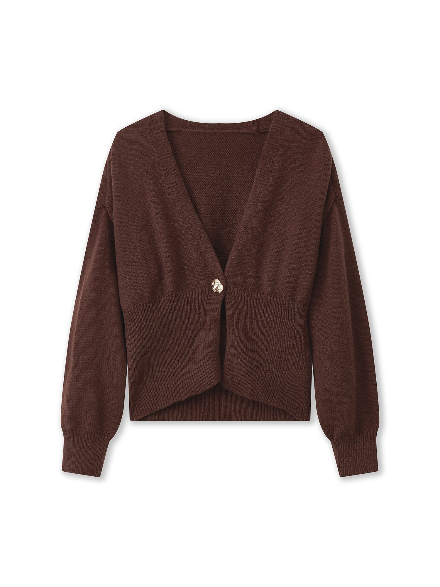 

Женский осенний свитер, кардиган с длинным рукавом и V-образным вырезом на одной пуговице, однотонный трикотаж