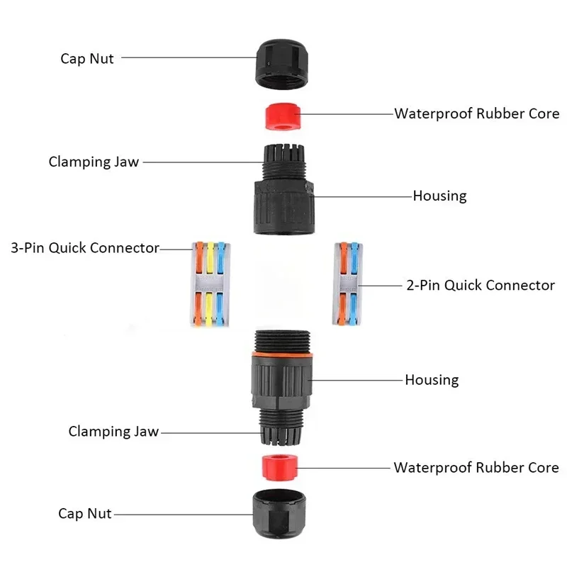 IP68 su geçirmez kablo konektörü hızlı bağlantı KVSF-15 2 2 out 2/3/4/5 Pin elektrik terminali adaptörü tel konektörü