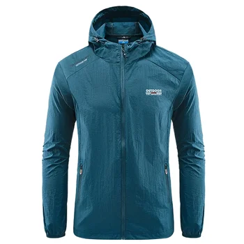 Summer Men Hiking Fishing Cycling Hooded Gym Sport Windbreaker Ultra Light Coat Men Outdoor Quick Dry Sun-Protective Thin Jacket 3
