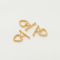 4 Sets 14K/18K Gold Color Plated Brass Spot Heart O Toggle Clasps for DIY Bracelet Necklace Jewelry Making Accessories