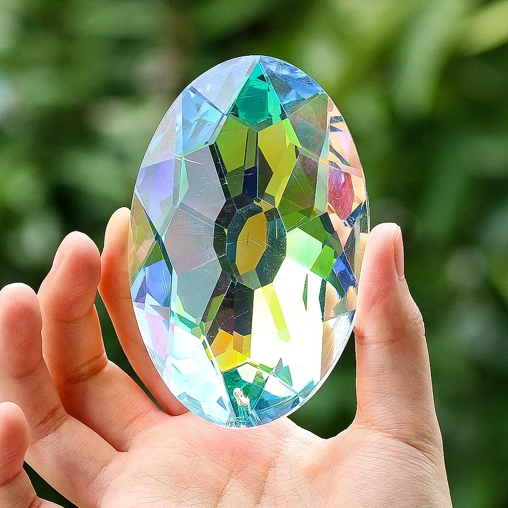 

AB Color Sparkling Oval Crystal Charm Hanging Windows Ornamentation Chandelier Parts Suncatcher DIY Home Wedding Decor